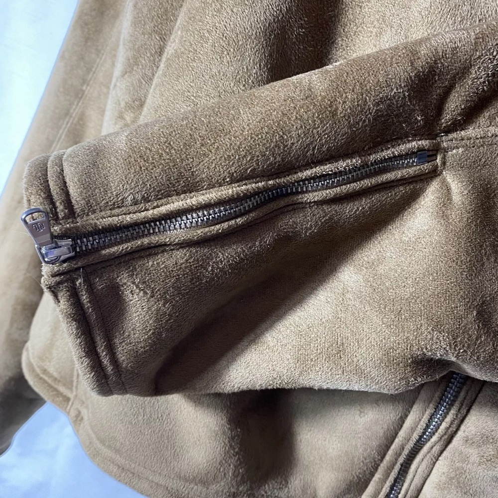 Lauren Ralph Lauren Women’s Faux Suede Sherpa Lined Moto Jacket Brown XL - Picture 7 of 14